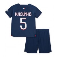 Dres Paris Saint-Germain Marquinhos #5 Domaci za djecu 2023-24 Kratak Rukav (+ kratke hlače)